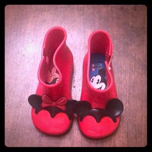 Disney Toddler Girl’s  red ankle rain boots